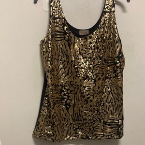 BOUTIQUE ESSENTIALS/Gold and Black tank Top